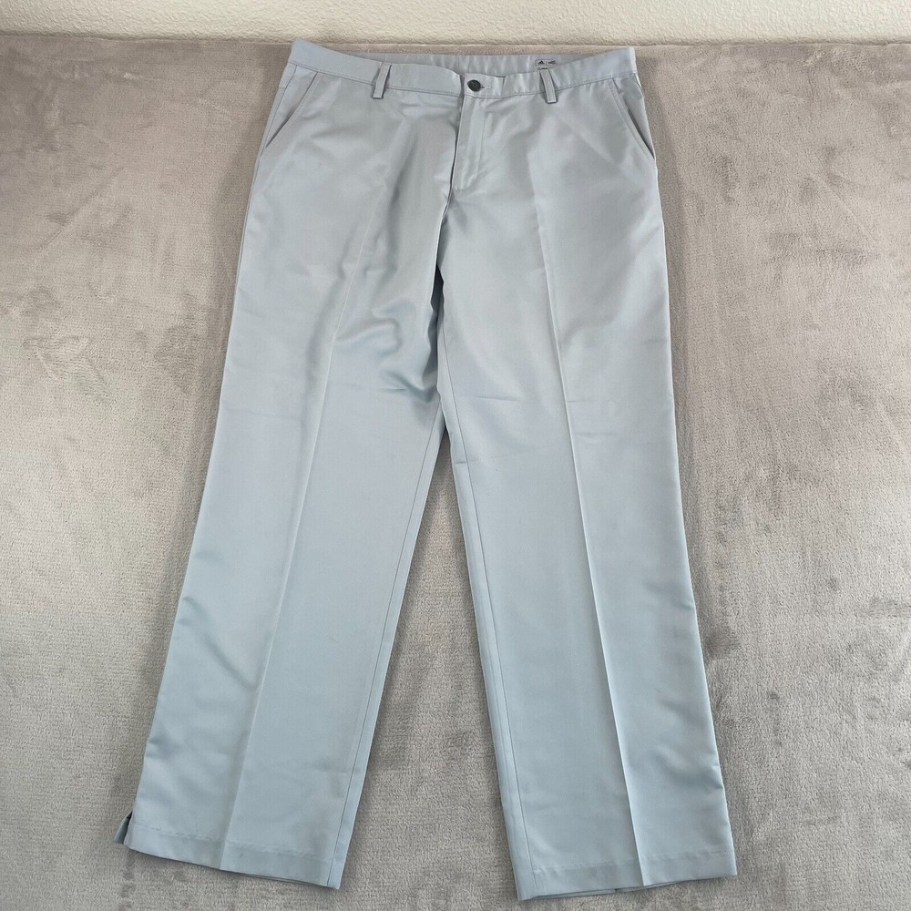 Adidas Climalite‎ Golf Pants Men 38x32 Gray Active Perfomance Chino Back Logo